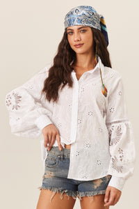 Camisa Broderie Com Entremeios Branca Yacamim A9