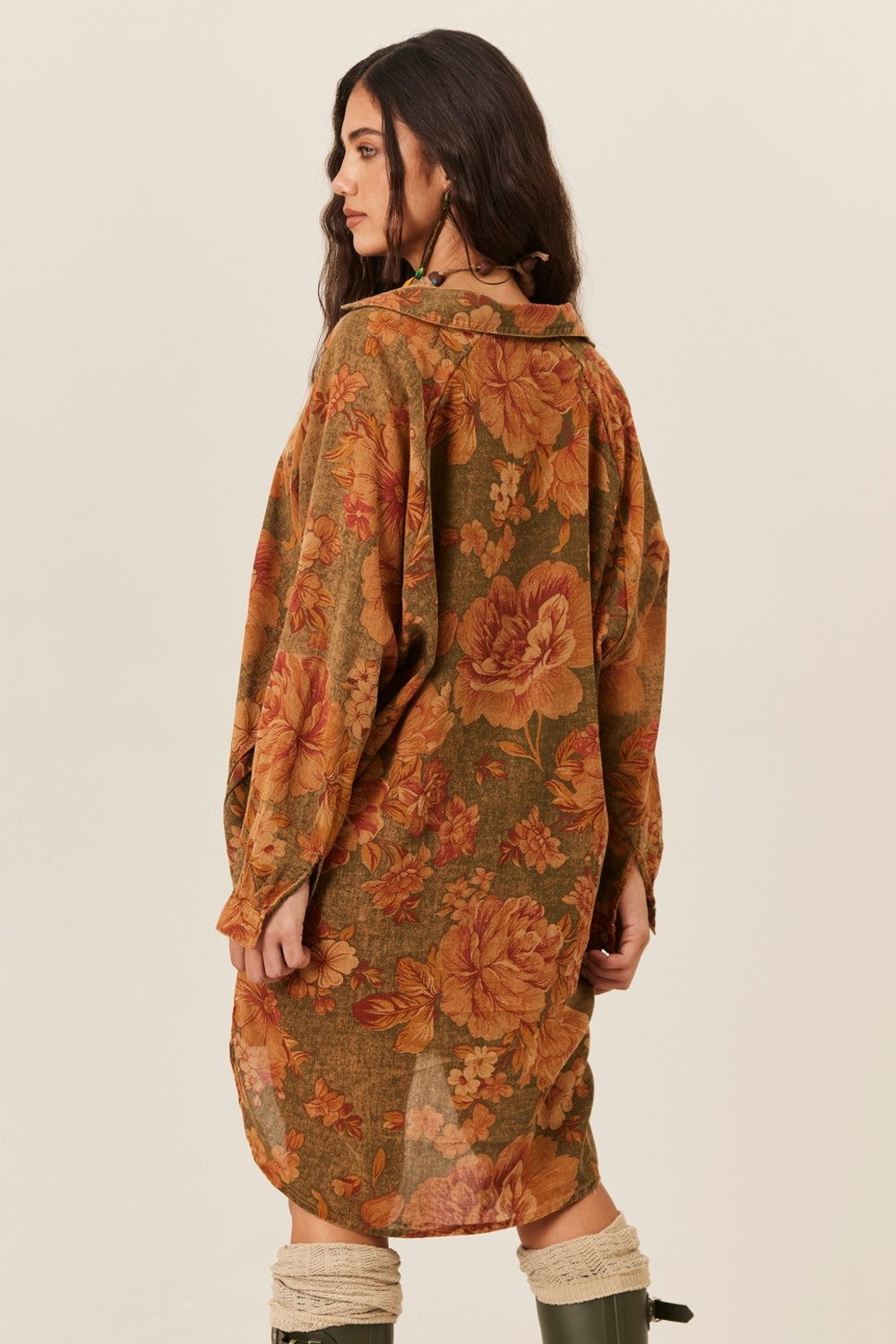 Chemise Com Mangas Longas Verde Ouro Preto Yacamim R5
