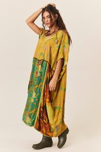 Kaftan Amplo Verde Patchwork Yacamim J2
