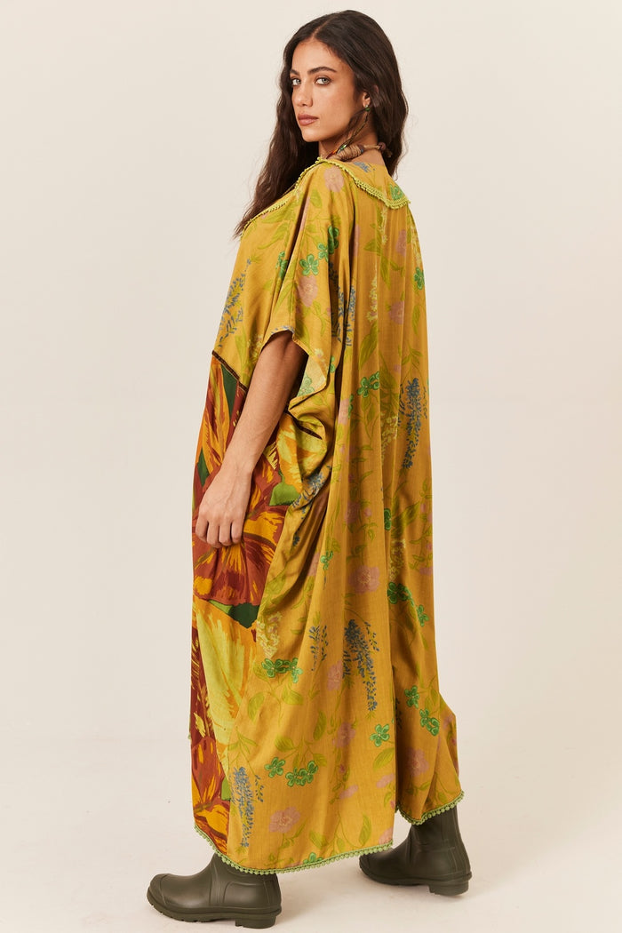 Kaftan Amplo Verde Patchwork Yacamim J2