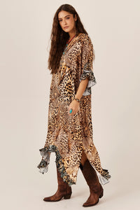 Kaftan Amplo Onça Animal Print Yacamim J5