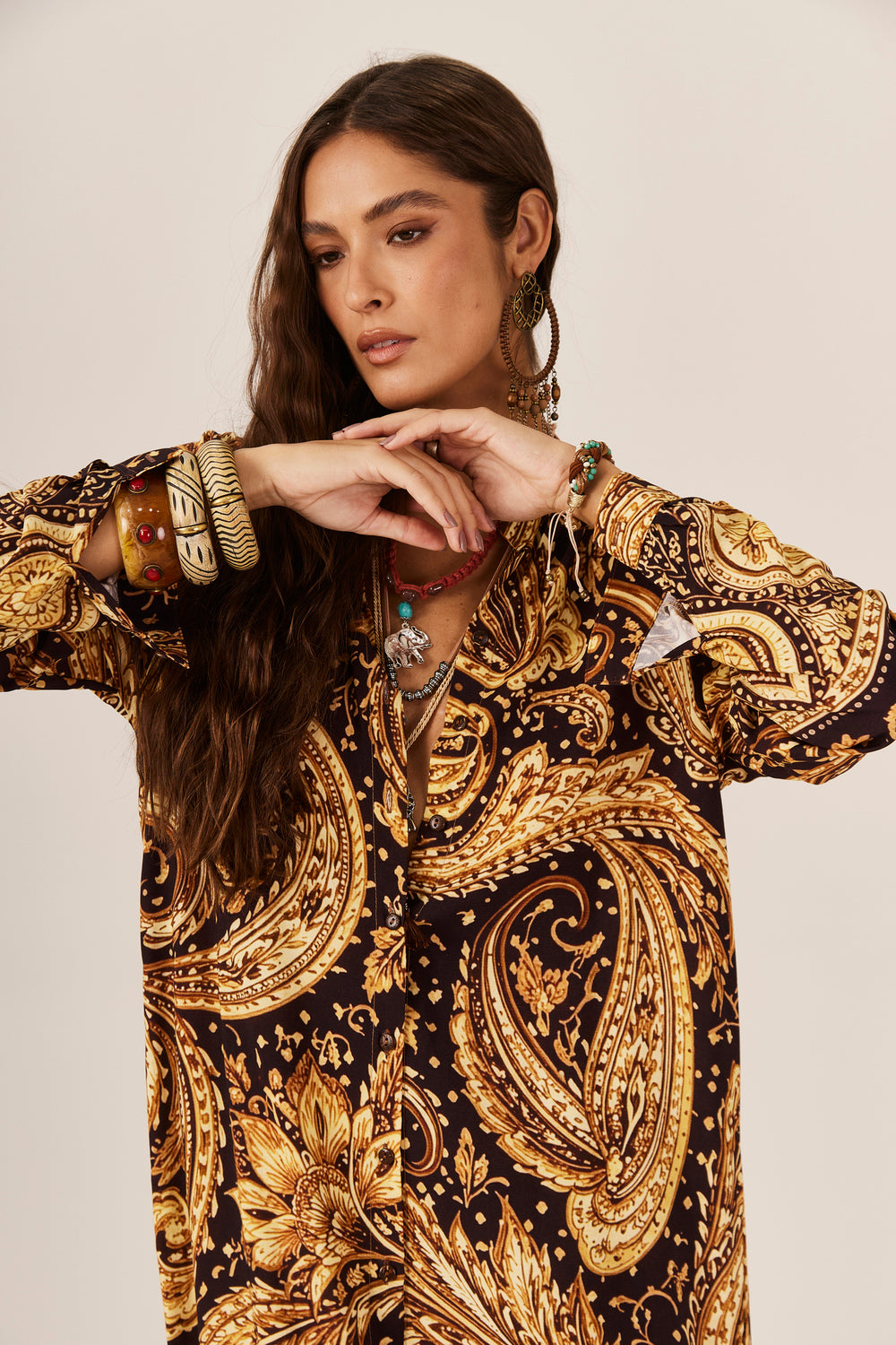 Chemise Midi Estampa Paisley Yacamim P6