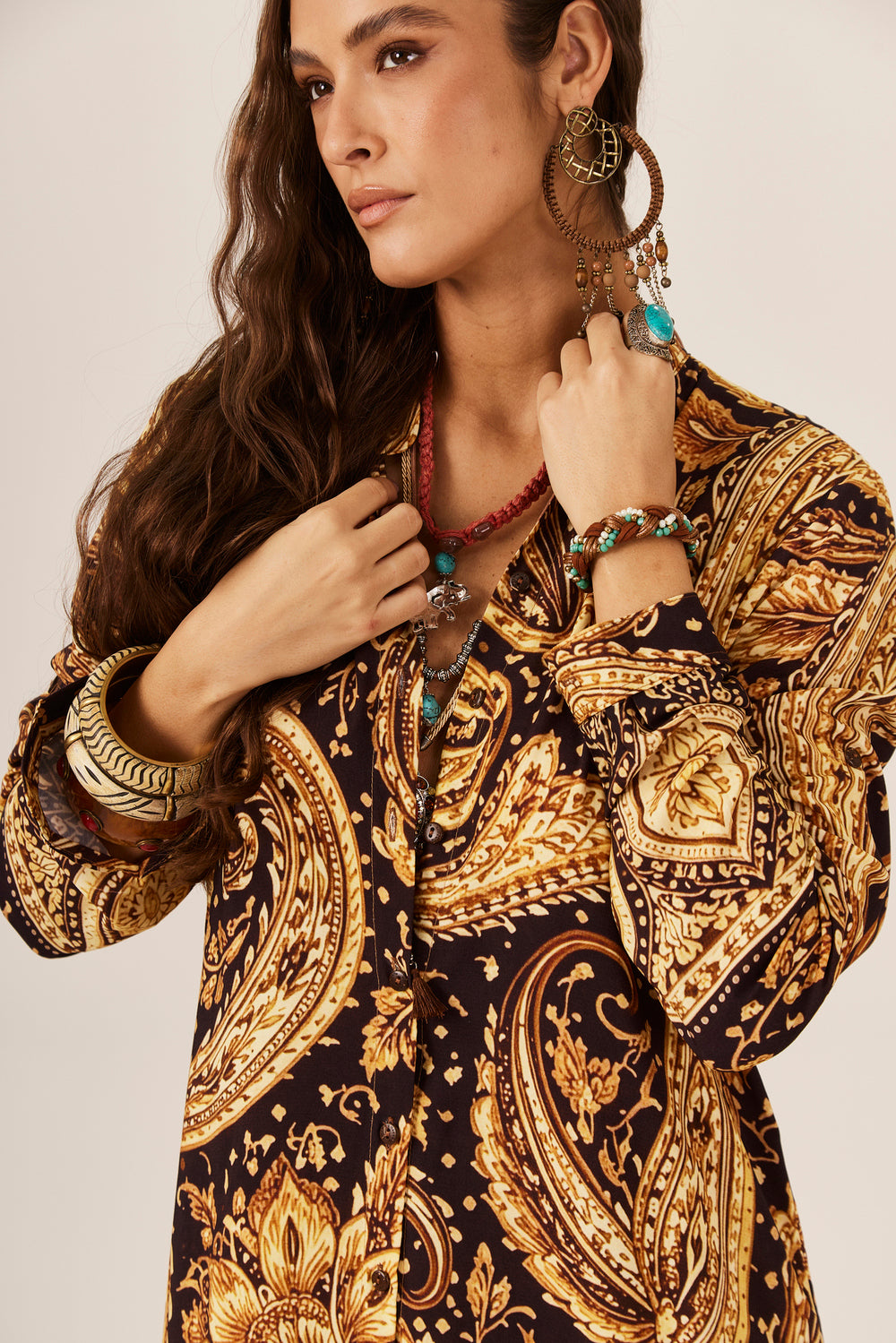 Chemise Midi Estampa Paisley Yacamim P6