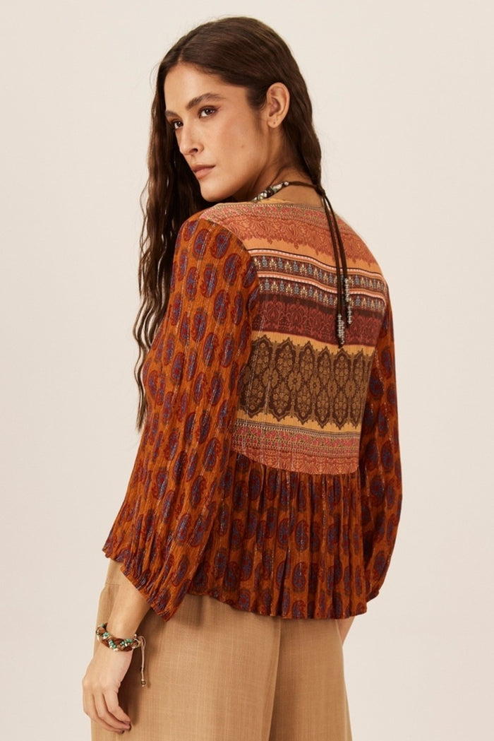 Bata Laranja Escuro Estampado Yacamim B5