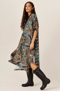 Kaftan Amplo Pavão Animal Print Yacamim I8