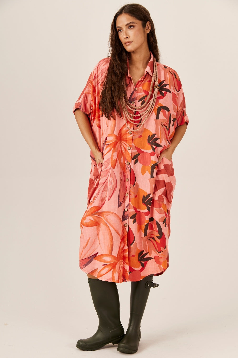 Chemise Midi Com Bolsões Patchwork Yacamim P2