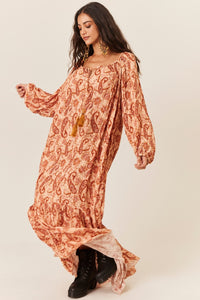 Vestido Longo Com Lurex Paisley Tons Terrosos Yacamim E21