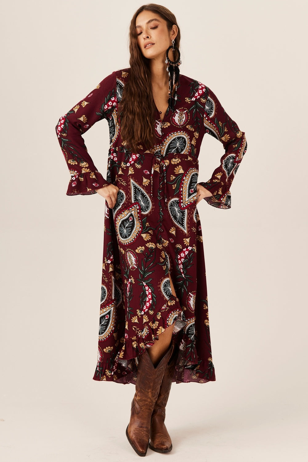 Vestido Longo Bordô Yacamim E14
