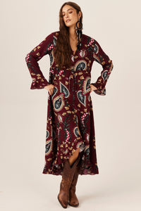 Vestido Longo Bordô Yacamim E14