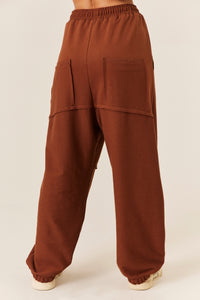 Calça De Moletom Com Punhos Marrom Yacamim A2