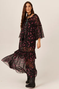 Vestido Longo Ciganinha Tule Paisley Yacamim E5