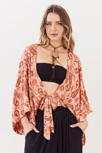 Bata Ampla Com Lurex Estampa Paisley Yacamim B23