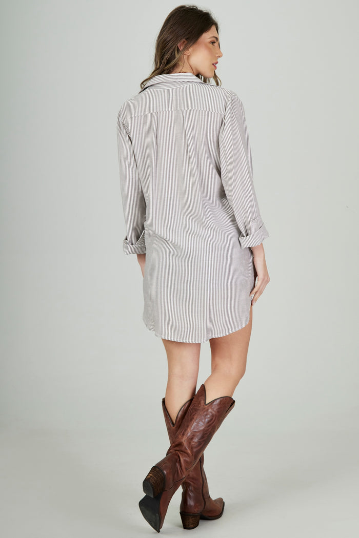 Chemise Amplo Marrom Listrado Yacamim L6