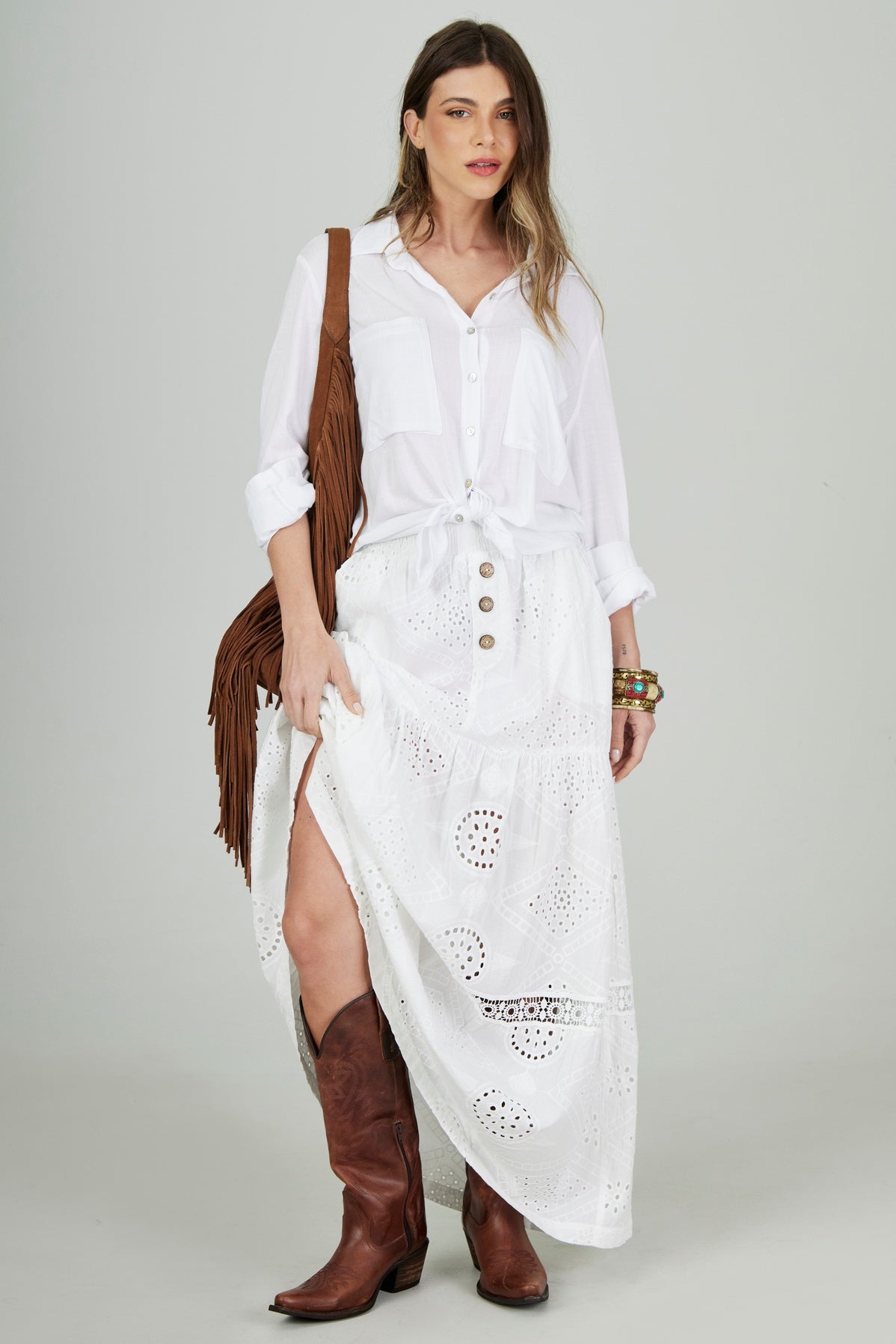 Saia Longa Broderie Branco Yacamim G5/6/7