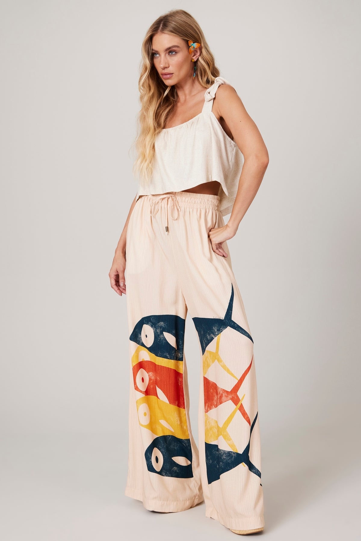 Calça Pantalona Bege Coleção Pira Omomba''e Yacamim K4