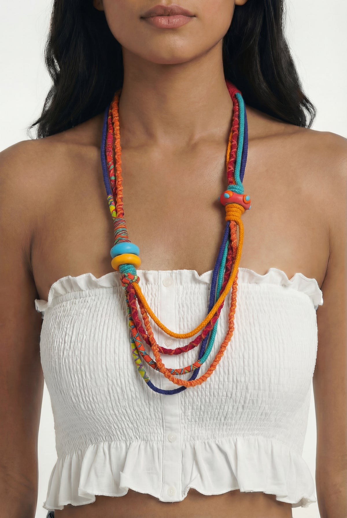 Colar Artesanal De Cordas Coloridas Yacamim #749