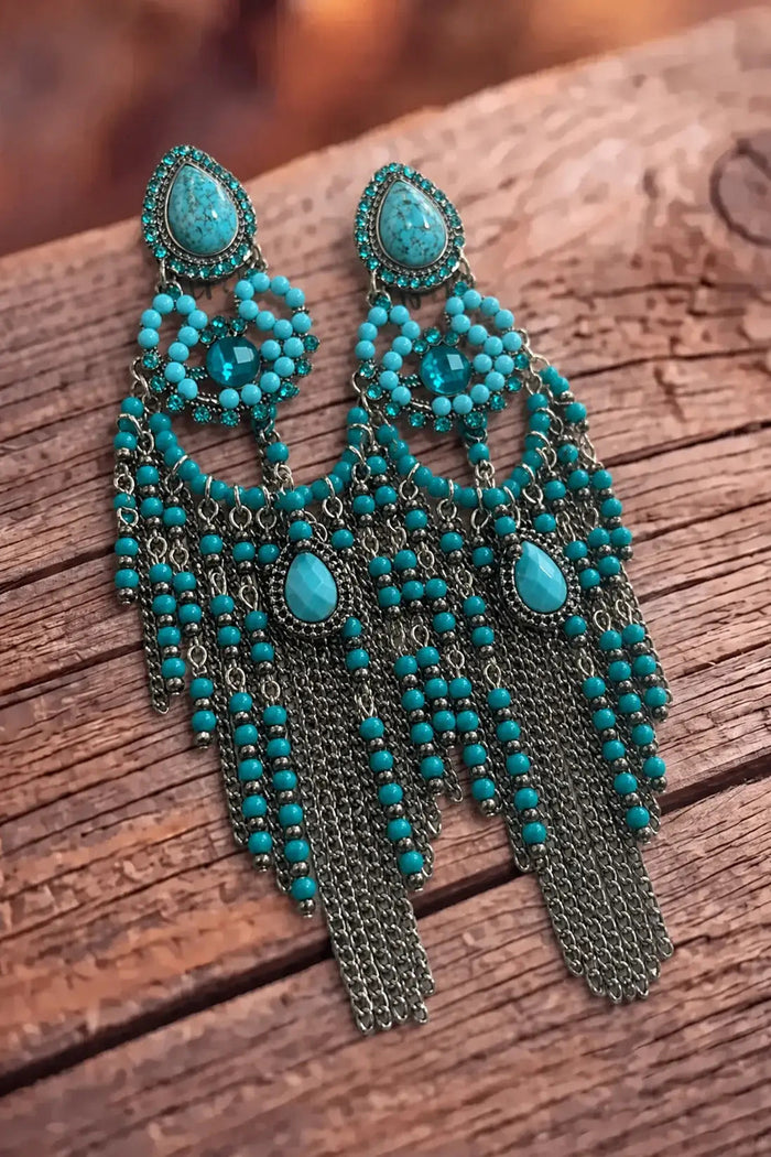 Brinco Artesanal De Miçangas Azuis Yacamim #1210